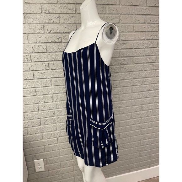 Lucy Love Blue / White Striped Halter Mini Dress Size S - Picture 3 of 7